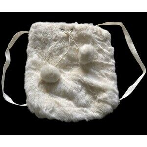 Old Navy white Faux Fur Small  Backpack 90s Y2K Cottagecore Streetwear